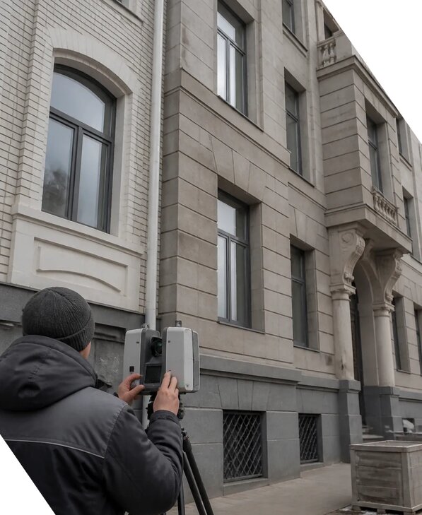 Лазерное сканирование фасадов зданий для обследования в Балтийске